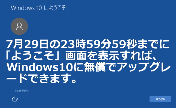 Windows10への無償アップグレード